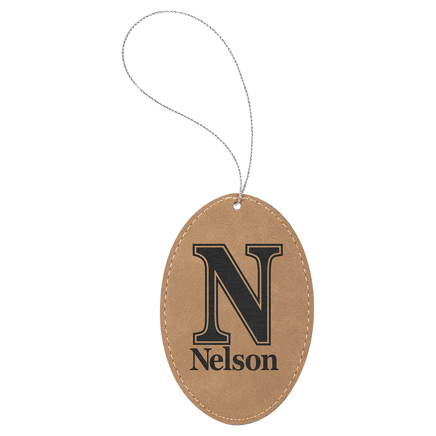 Laser Engraved Leather Oval Ornament