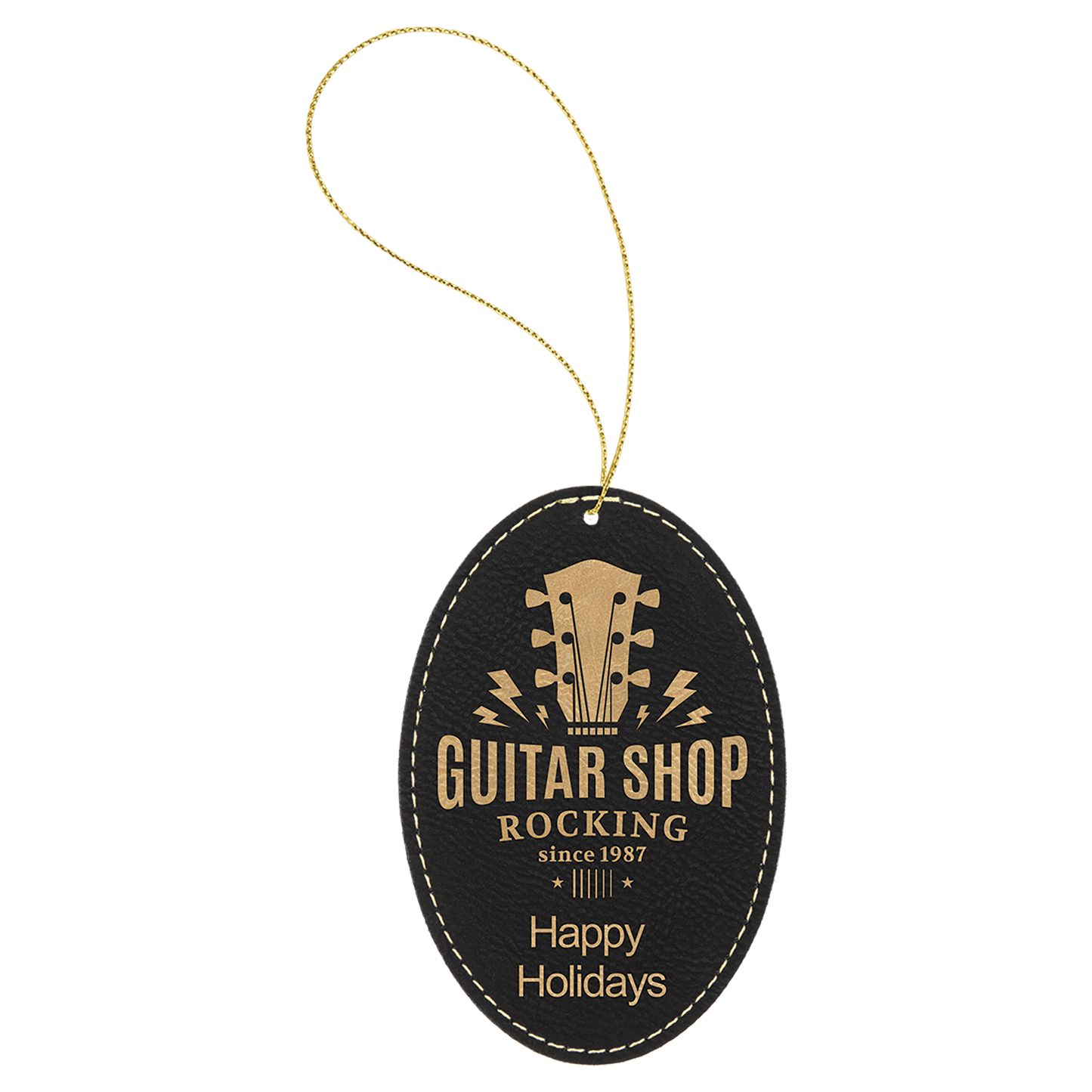 Laser Engraved Leather Oval Ornament