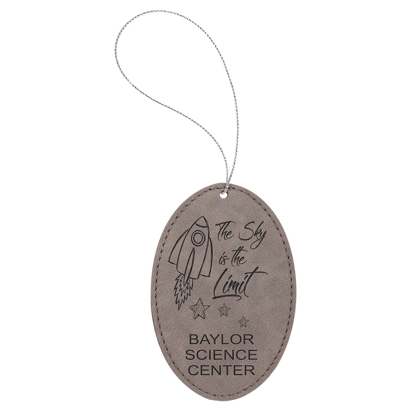 Laser Engraved Leather Oval Ornament