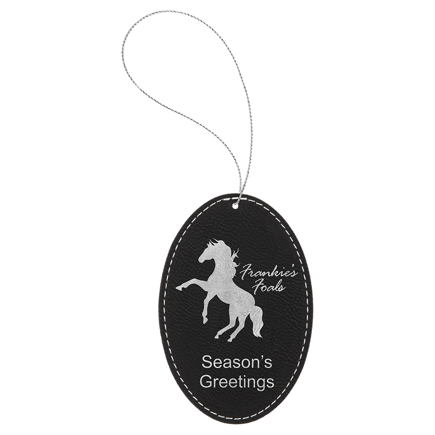 Laser Engraved Leather Oval Ornament