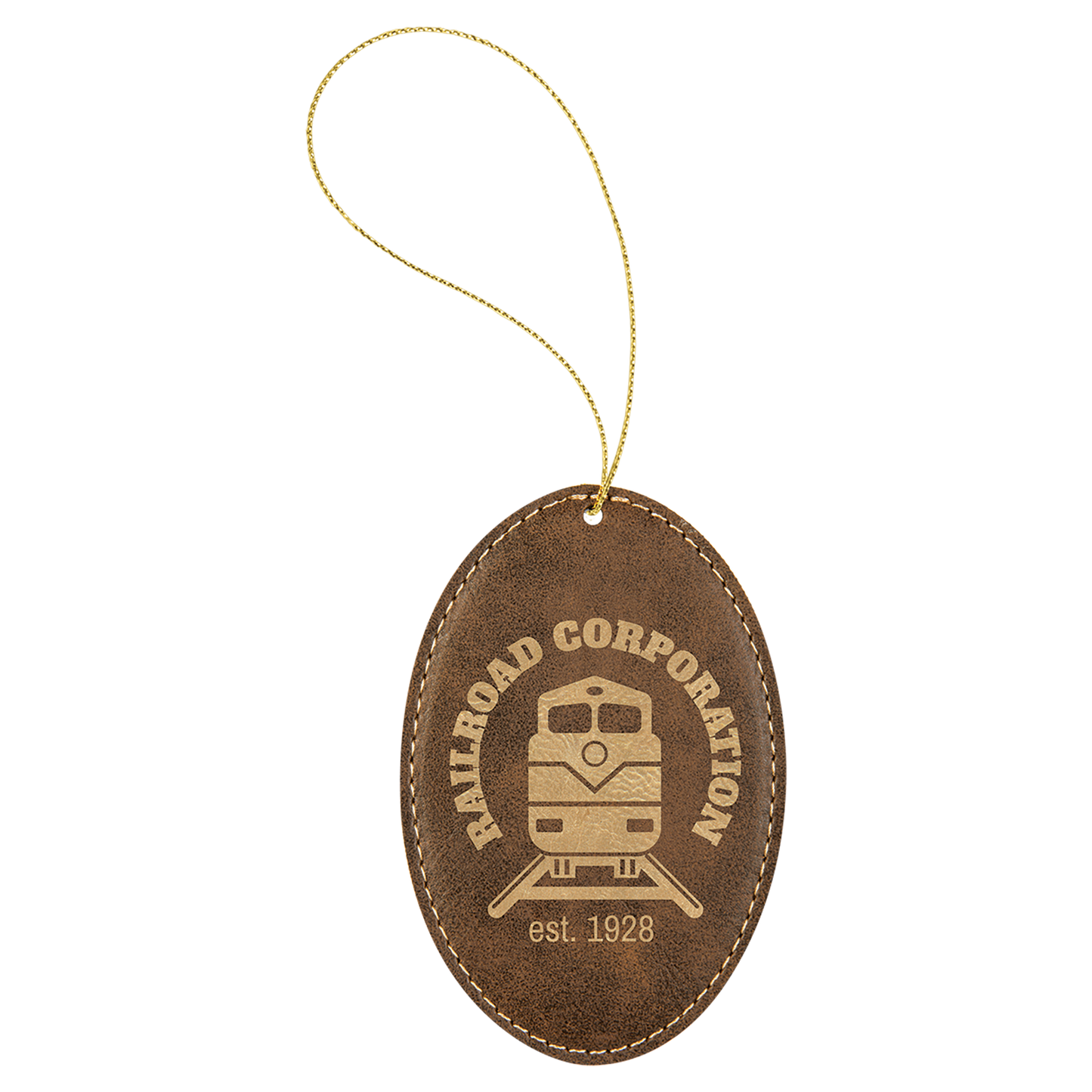 Laser Engraved Leather Oval Ornament
