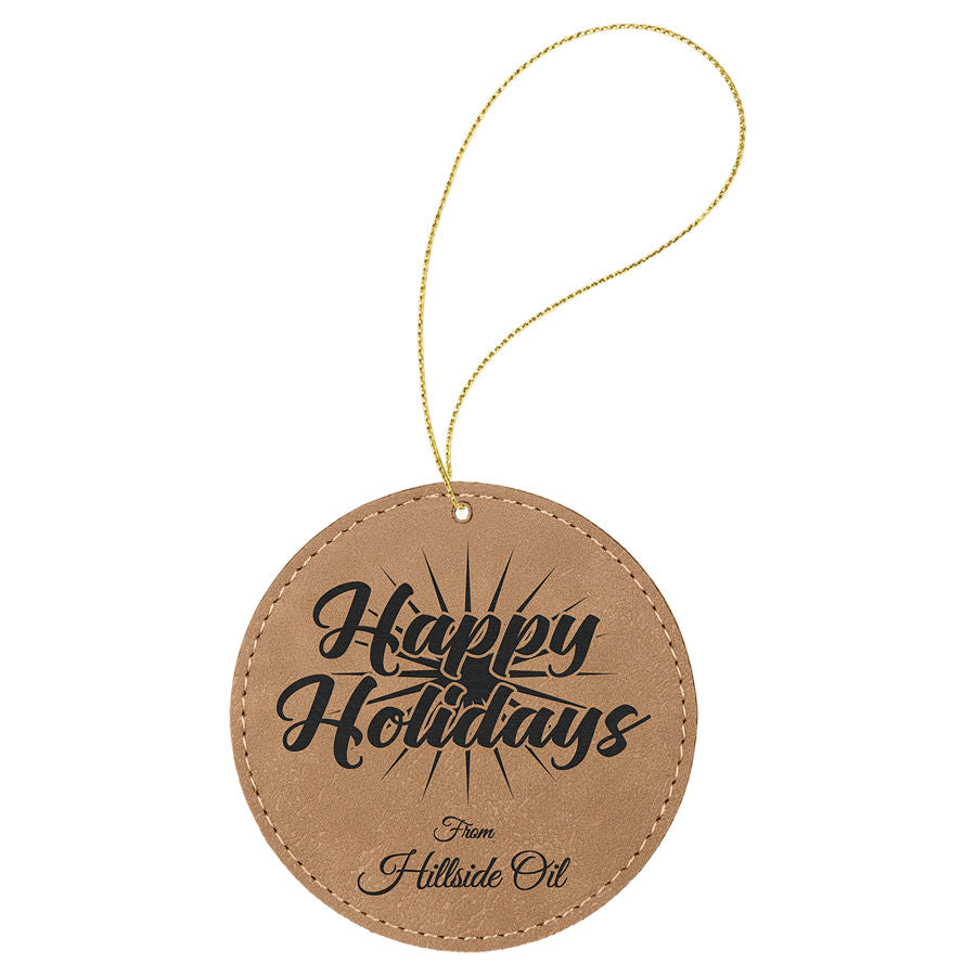 Laser Engraved Leather Round Ornament