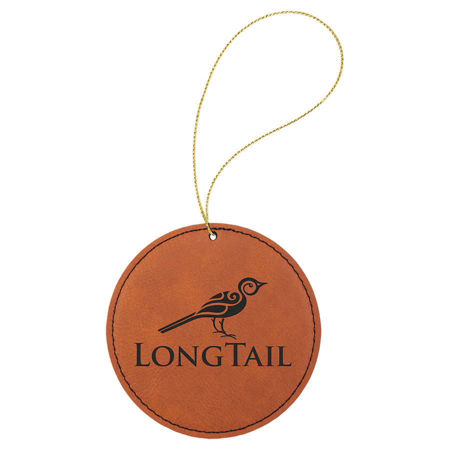 Laser Engraved Leather Round Ornament