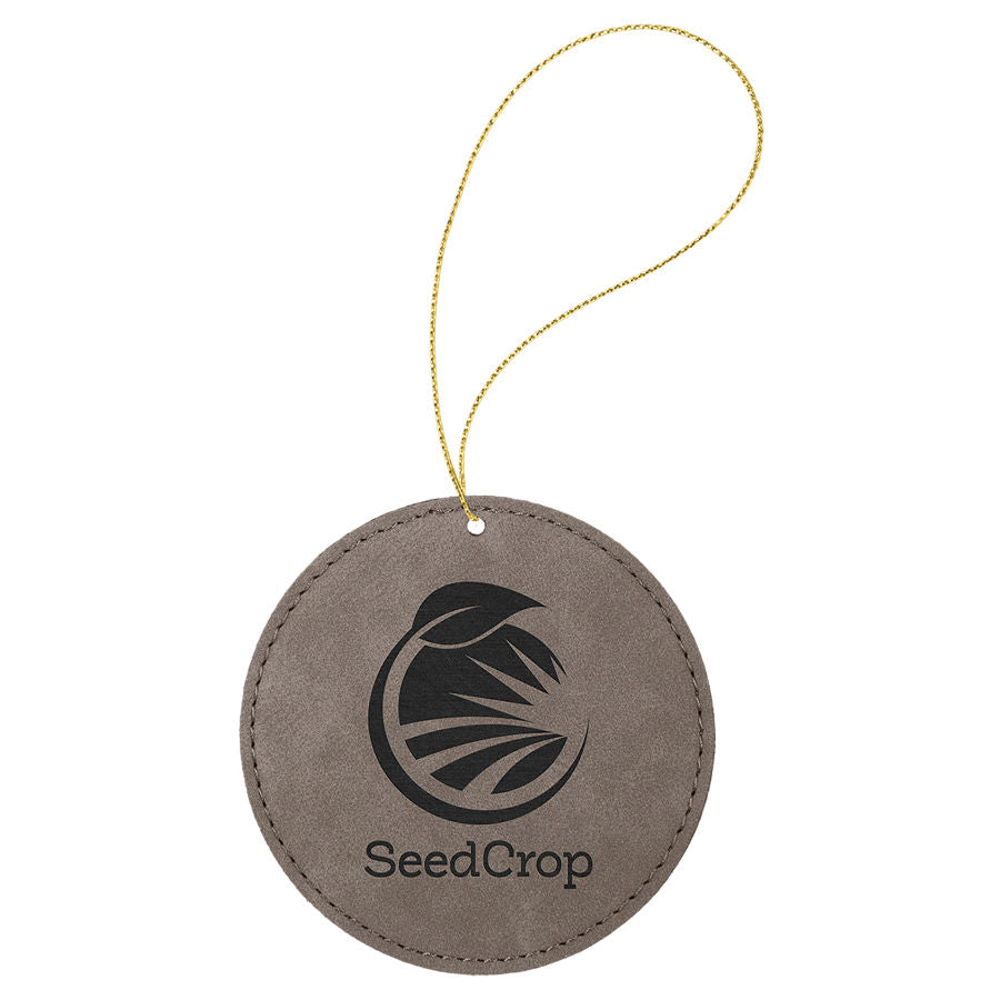 Laser Engraved Leather Round Ornament