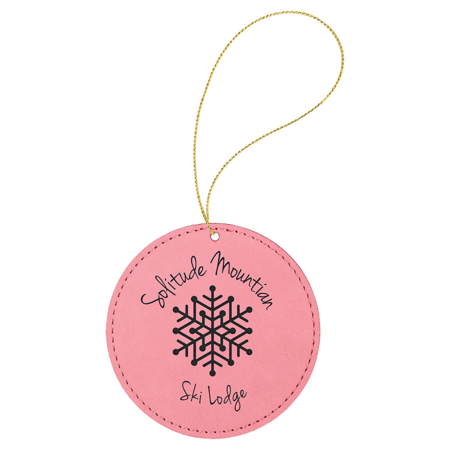 Laser Engraved Leather Round Ornament