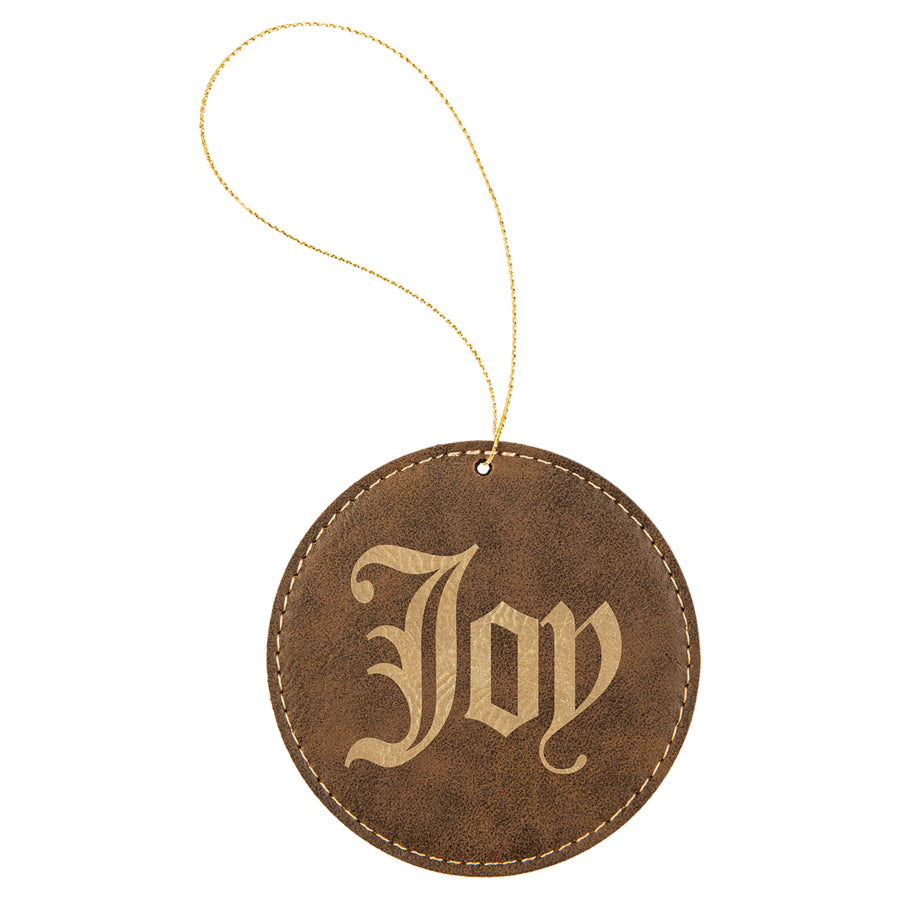 Laser Engraved Leather Round Ornament