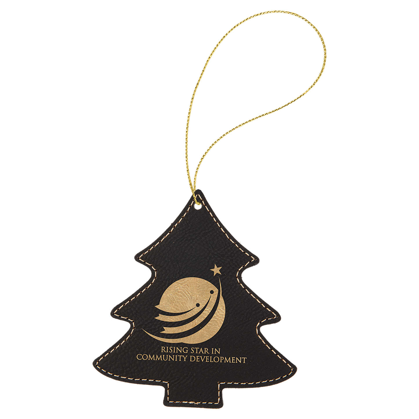 Laser Engraved Leather Tree Ornament