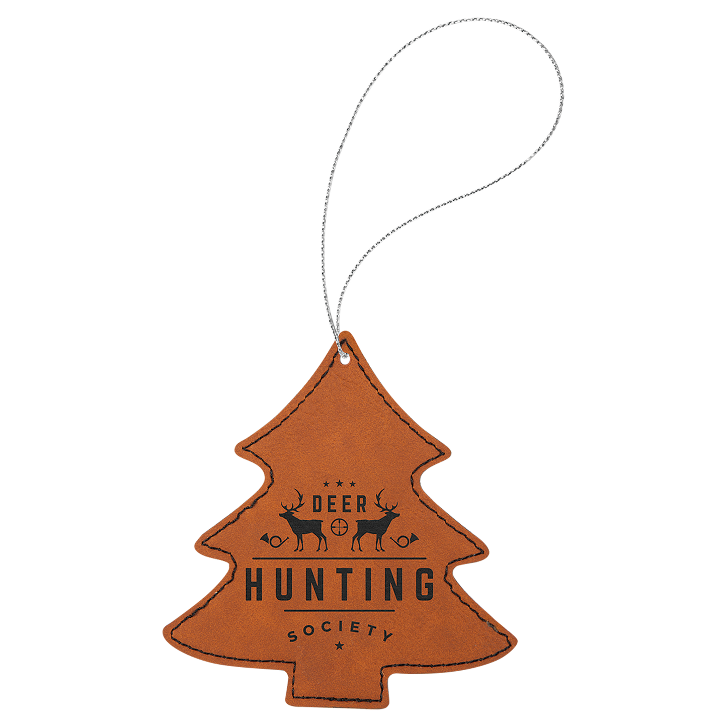 Laser Engraved Leather Tree Ornament