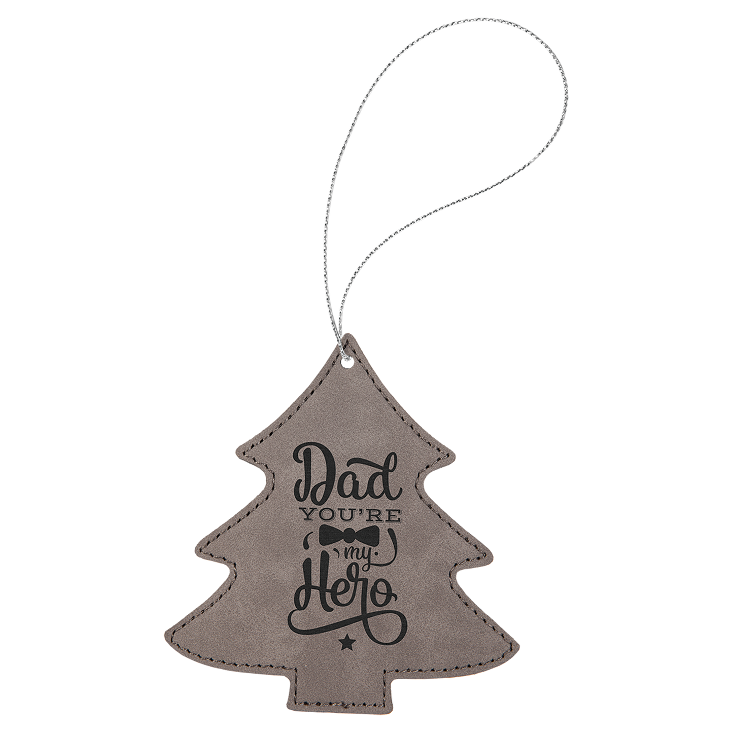 Laser Engraved Leather Tree Ornament