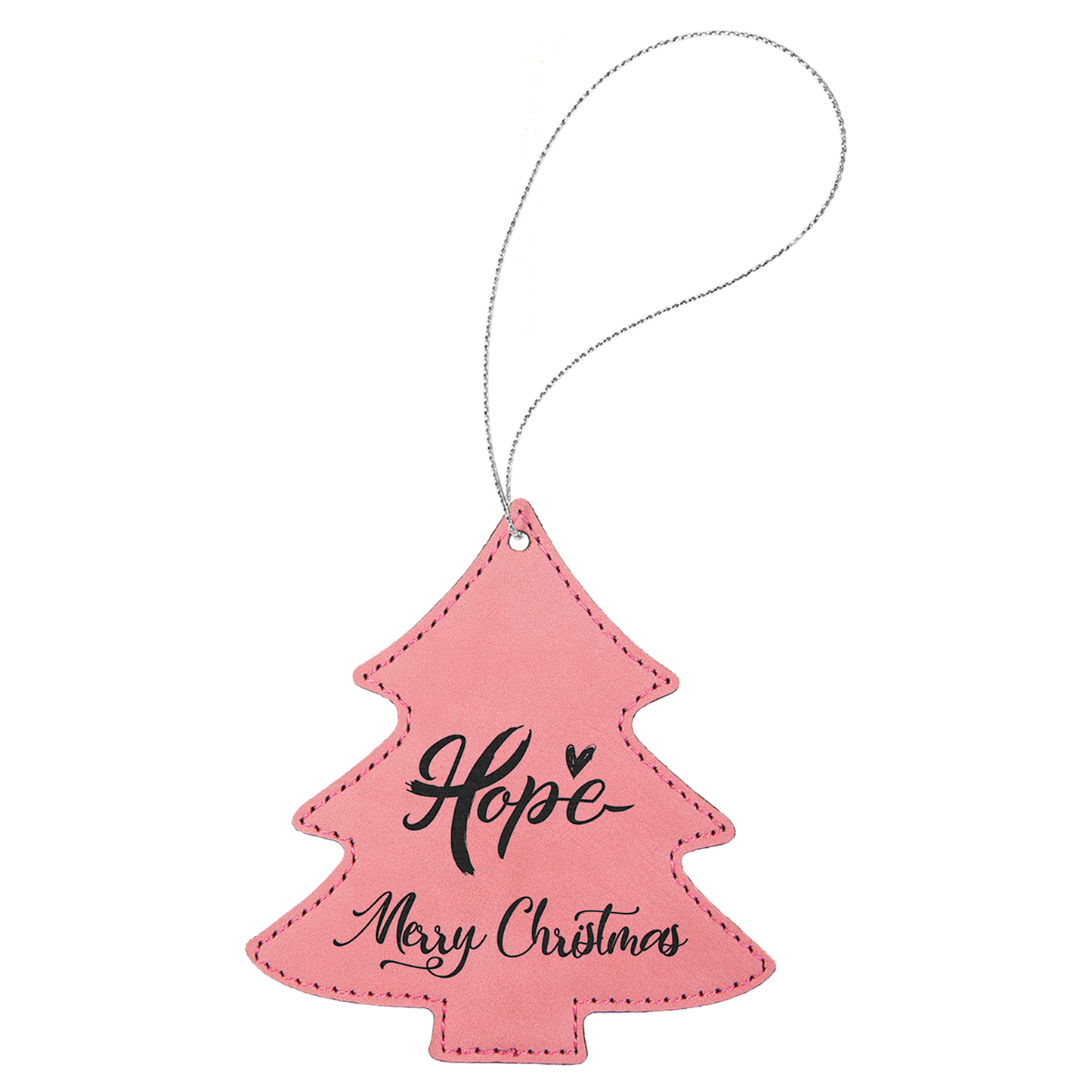 Laser Engraved Leather Tree Ornament