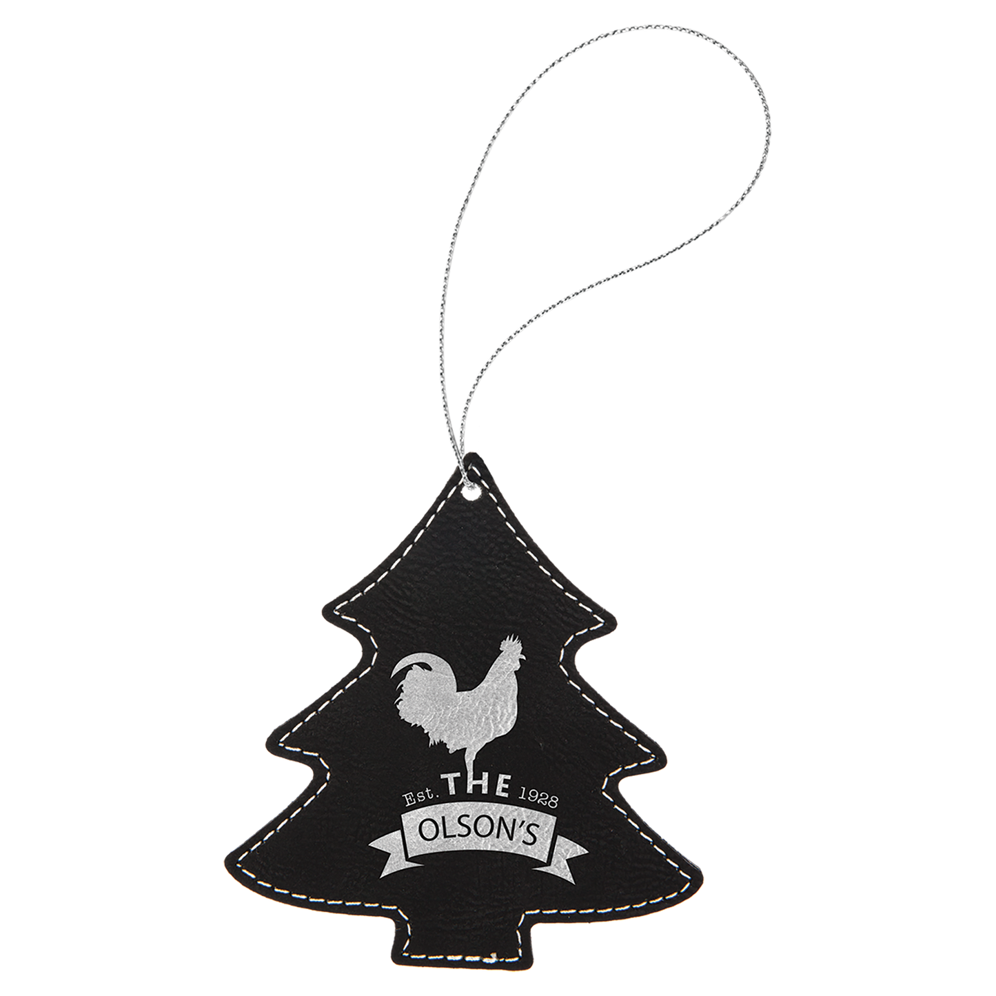 Laser Engraved Leather Tree Ornament