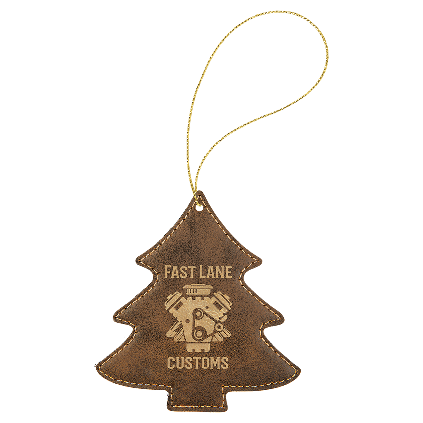 Laser Engraved Leather Tree Ornament