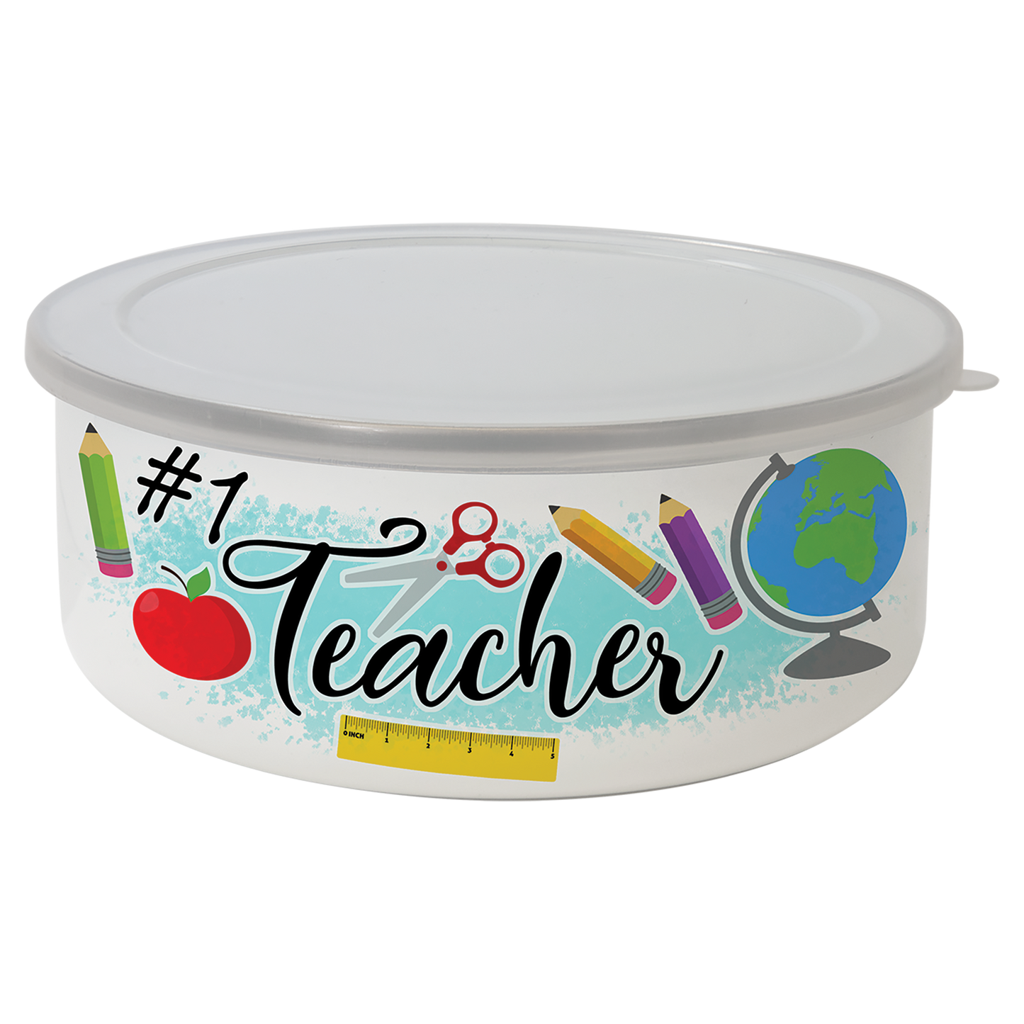 Full Color Short Enamel Bowl with lid
