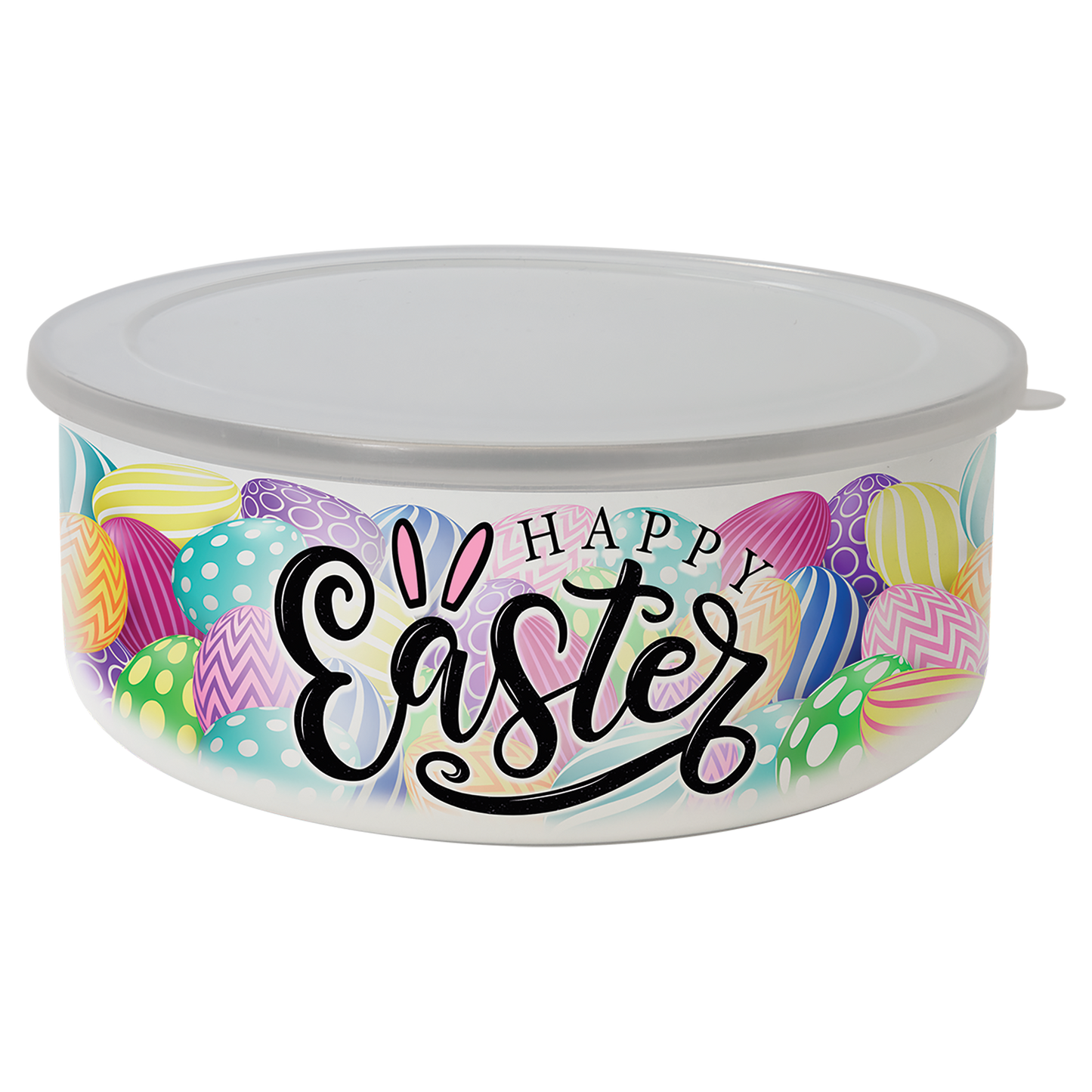Full Color Short Enamel Bowl with lid