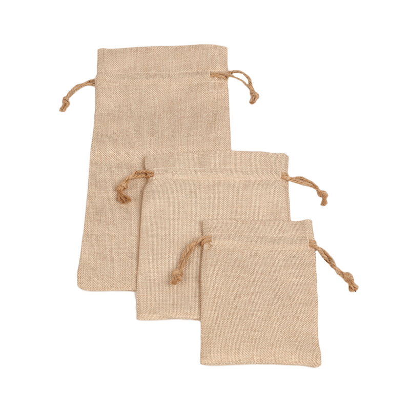 Faux Burlap Drawstring Bag