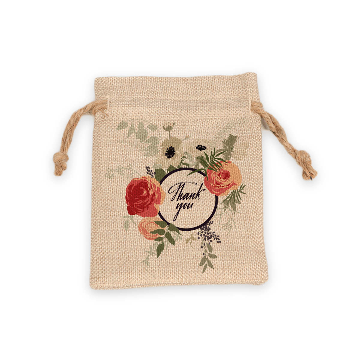 Faux Burlap Drawstring Bag