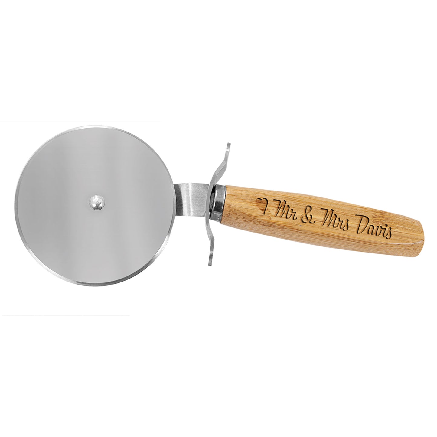 Laser Engraved Bamboo Pizza Cutter