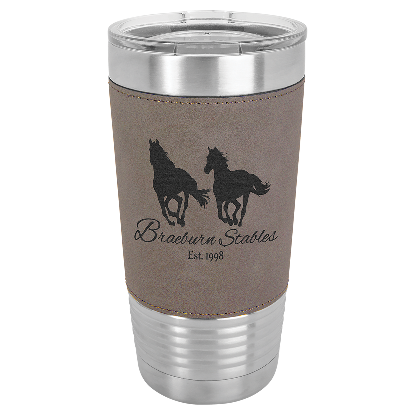 Laser Engraved 20oz Leather Grip Tumbler